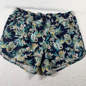 Columbia Floral Shorts Womens XXL Navy Blue Excellent Elastic Waist Pockets